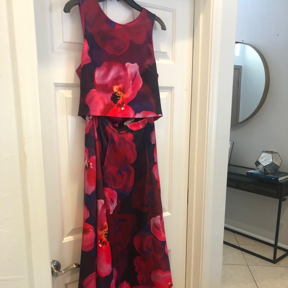 Badgley Mischka Belle crop top and skirt dress